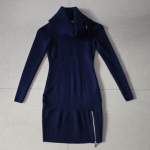 Karen Millen Sweater Dress with Cowl Neck - Blue - Size 1